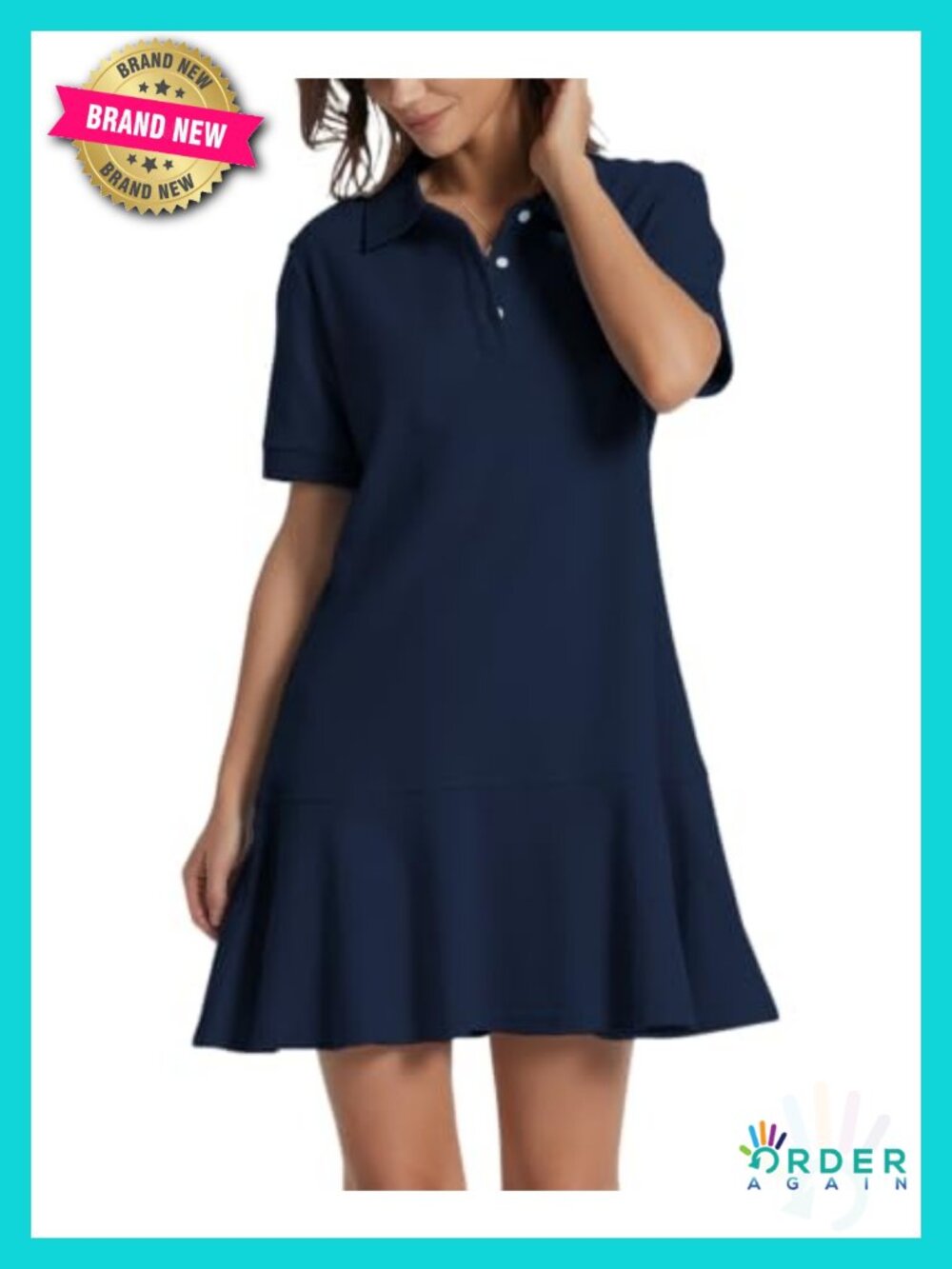 Women Polo Dress Short Sleeve Collared Ruffle Hem Flowy Summer Workout Dress